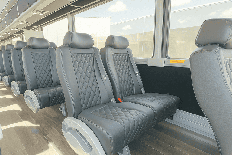 interior of North Charleston Coach Bus Service charter bus